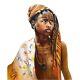 Tableau Ancien Huile Orientaliste Portrait Jeune Fille Africaniste Traditionnel