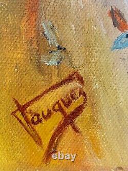 Tableau ancien huile orientaliste portrait jeune fille africaniste traditionnel