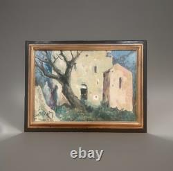 Tableau ancien huile paysage fauvisme animé signé Gérard Locardi XX