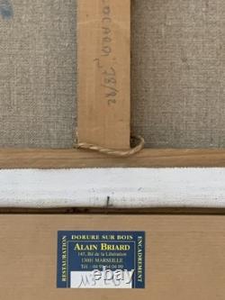 Tableau ancien huile paysage fauvisme animé signé Gérard Locardi XX