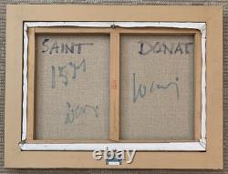 Tableau ancien huile paysage fauvisme animé signé Gérard Locardi XX