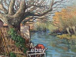 Tableau ancien huile paysage fauvisme signé Paul Cuchet Pierre Ambrogiani Peano