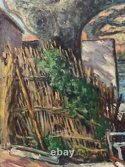 Tableau ancien huile paysage fauvisme signé Paul Cuchet Pierre Ambrogiani Peano