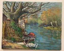 Tableau ancien huile paysage fauvisme signé Paul Cuchet Pierre Ambrogiani Peano