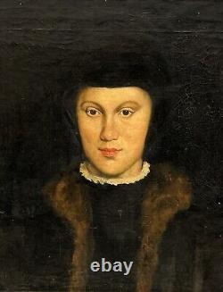 Tableau ancien huile portrait, Christine De Danemark