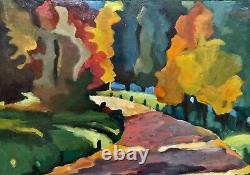 Tableau ancien huile sur bois paysage animé fauvisme dlg Louis Mathieu Verdilhan