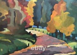 Tableau ancien huile sur bois paysage animé fauvisme dlg Louis Mathieu Verdilhan