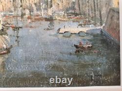 Tableau ancien huile sur bois vieux Port de Marseille non signé vers 1930