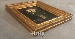 Tableau ancien huile sur panneau Ecole Francaise XIXe Bouquet de fleurs