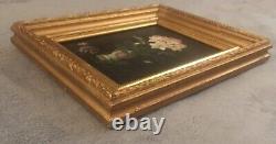 Tableau ancien huile sur panneau Ecole Francaise XIXe Bouquet de fleurs