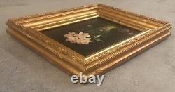 Tableau ancien huile sur panneau Ecole Francaise XIXe Bouquet de fleurs