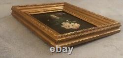 Tableau ancien huile sur panneau Ecole Francaise XIXe Bouquet de fleurs