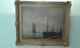 Tableau Ancien Huile Sur Panneau Bateaux De Peche 19 ème Signé