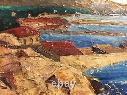 Tableau ancien huile sur panneau paysage méditerranéen d'André Kauffer ca 1930