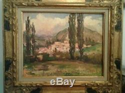 Tableau ancien huile sur panneau village provençale Marcel Bertoin 1897-1983