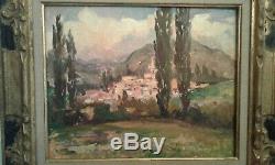 Tableau ancien huile sur panneau village provençale Marcel Bertoin 1897-1983