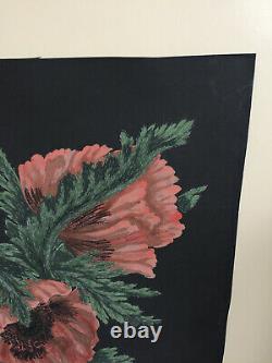 Tableau ancien huile sur papier B. DE (XXe-s) nature morte aux fleurs