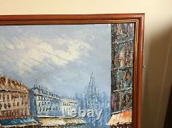 Tableau ancien huile sur toile BURNETT (XXe-s) vue de paris