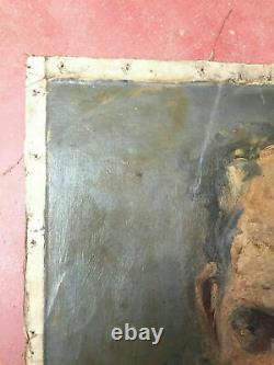 Tableau ancien huile sur toile CLETY (XIXe-s) portrait