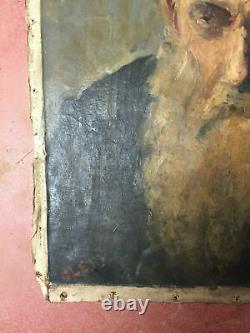 Tableau ancien huile sur toile CLETY (XIXe-s) portrait