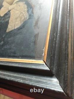 Tableau ancien huile sur toile, Dame de qualité, signé Pierre Petit. FinXIXème