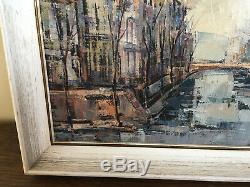 Tableau ancien huile sur toile David STANSKY (1930-1970) vue bruges