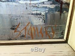 Tableau ancien huile sur toile David STANSKY (1930-1970) vue bruges