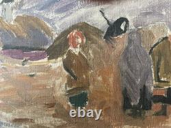 Tableau ancien huile sur toile. École De Paris. Début XXème. Fenaison