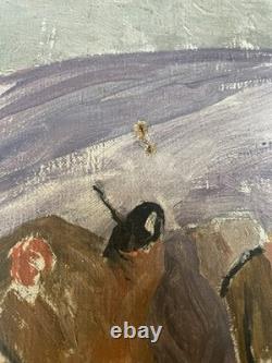 Tableau ancien huile sur toile. École De Paris. Début XXème. Fenaison