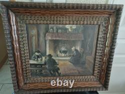 Tableau ancien huile sur toile Intimiste Début 1900 Signé Orens DENIZARD