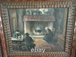 Tableau ancien huile sur toile Intimiste Début 1900 Signé Orens DENIZARD