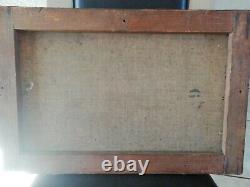 Tableau ancien huile sur toile Marine 19 em port animé école française