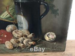 Tableau ancien huile sur toile Maurice LECLERCQ (1919) nature morte