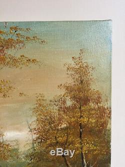 Tableau ancien huile sur toile PHILIPP CANTRELL (début XXe-s) paysage d'automne