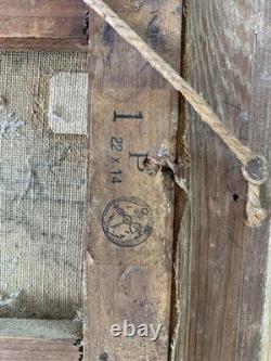 Tableau ancien huile sur toile Paysage marin impressionniste encadré