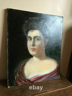 Tableau ancien huile sur toile Pompeo L. PIERI (XIX) portrait
