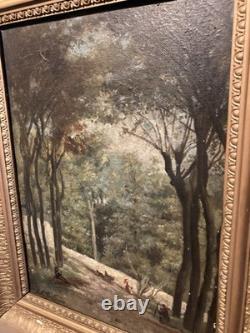 Tableau ancien huile sur toile Signé J. M Ballande, Forêt De Fontainbleau