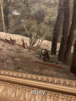 Tableau ancien huile sur toile Signé J. M Ballande, Forêt De Fontainbleau