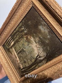 Tableau ancien huile sur toile Signé J. M Ballande, Forêt De Fontainbleau