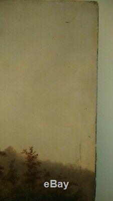 Tableau ancien huile sur toile ancienne restauration XIX signé