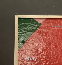 Tableau ancien huile sur toile composition abstraite cubique géométrique