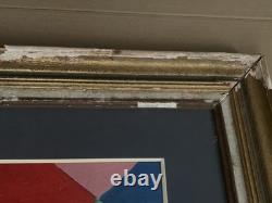 Tableau ancien huile sur toile composition abstraite cubique géométrique