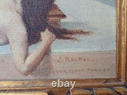 Tableau ancien huile sur toile d'après Édouard Debat-Ponsan signé J. Revoyel