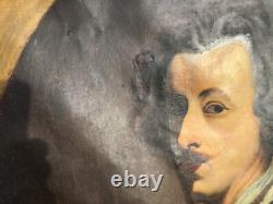 Tableau ancien huile sur toile école française XIX ème portrait gentilhomme