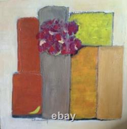 Tableau ancien huile sur toile nature morte cubique signé