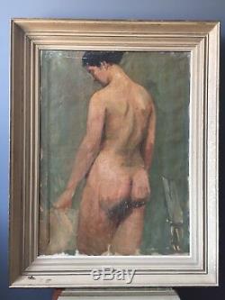 Tableau ancien huile sur toile nu féminin circa 1940-1950 benezit auction