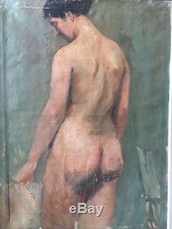 Tableau ancien huile sur toile nu féminin circa 1940-1950 benezit auction