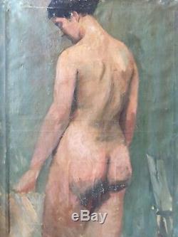 Tableau ancien huile sur toile nu féminin circa 1940-1950 benezit auction