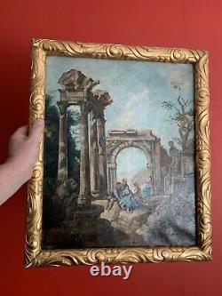 Tableau ancien huile sur toile paysage XVIII em old painting antic landscape