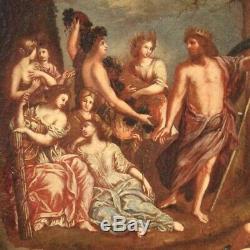 Tableau ancien huile sur toile peinture bacchanale époque 800 xixème sicle